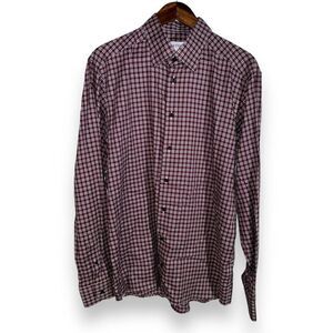 Eton Slim Fit Non-Iron Red Check BD Dress Shirt Size XL 17